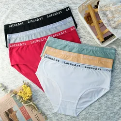 3PCS/Set Women Cotton Solid Seamless Underwear Sexy Plus Size Panties Letter Lingerie Mid Waist Comfortable Briefs NKT2123