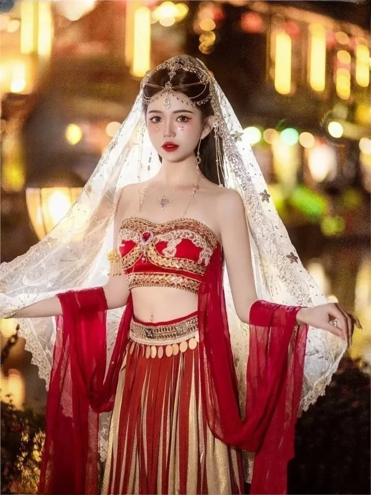 

Exotic short strapless Hanfu dress female performance dance photography