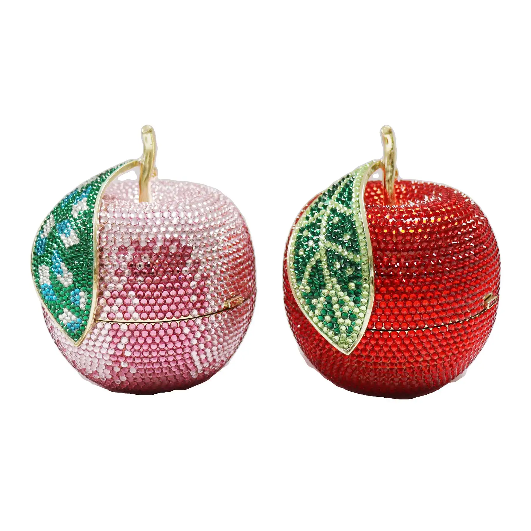 

Fruit Design Apple Crystal Evening Bag Red Pink Rhinestone elegance Banquet Bags for Women Wedding Dinner Purse