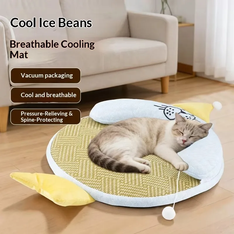 

Plush Breathable Pet Ice Cooling Mat for Cats and Dogs Summer Indoor Use Bed