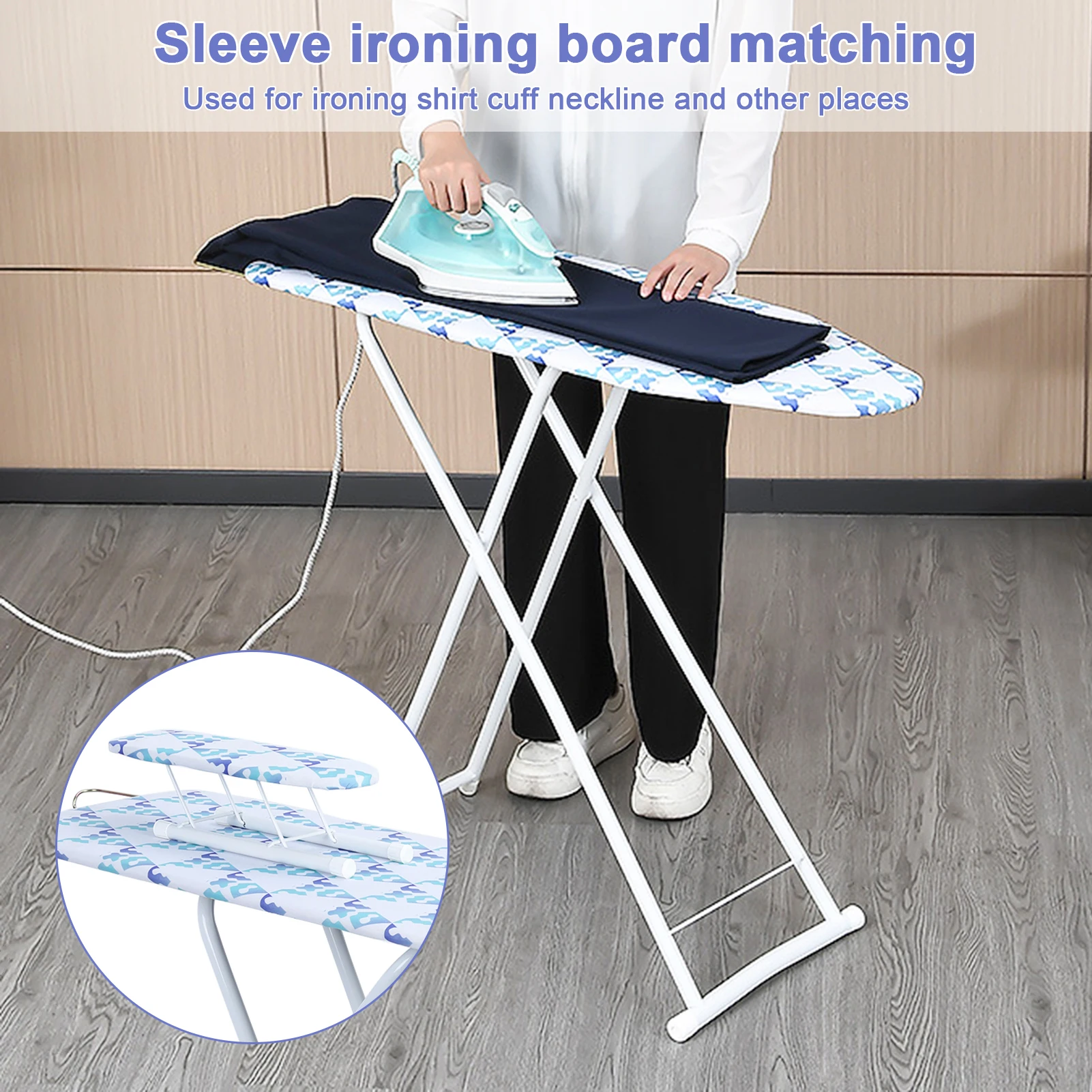 Full Size Ironing Boards Heat Resistand Structure Height Adjustable Foldable Household Legs Removable Washable Cover Breathable