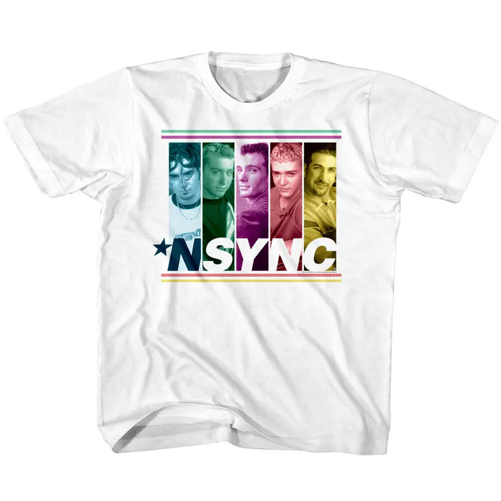 NSYNC Pastel Band Faces Kids T Shirt Color Block Vintage Music Album Concert