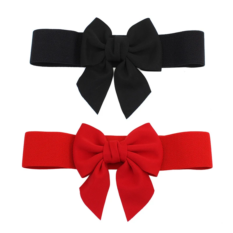 Fashion Women Big Bow Waistband Elastic Wide Stretch Waist Belt Belts Straps For Girls Clothes Dress Belt Waistband Accessories