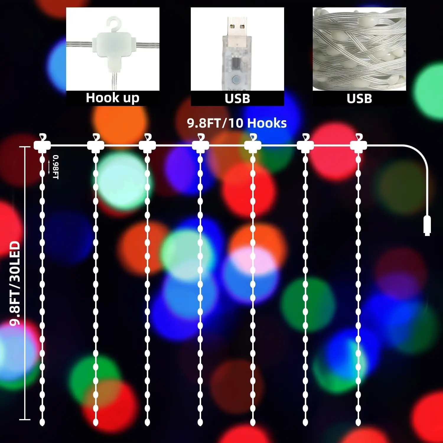 مصابيح ستائر ذكية يتم التحكم فيها بتطبيق ، تصنعها بنفسك ، نمط نص ، رسوم متحركة ليد ، إكليل عيد الميلاد ، أضواء سلسلة RGB ، غرفة زفاف ، ديكور حفلات