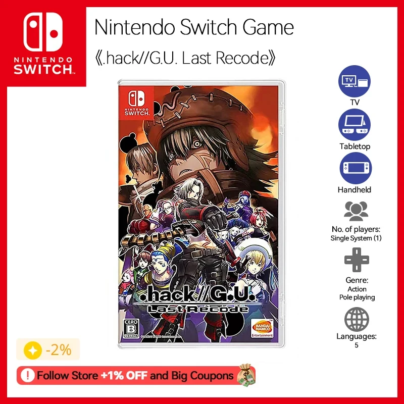 .hack//G.U. Last Recode Nintendo Switch Game Deals Physical for Nintendo Switch OLED Nintendo Switch Lite Switch Game Cards