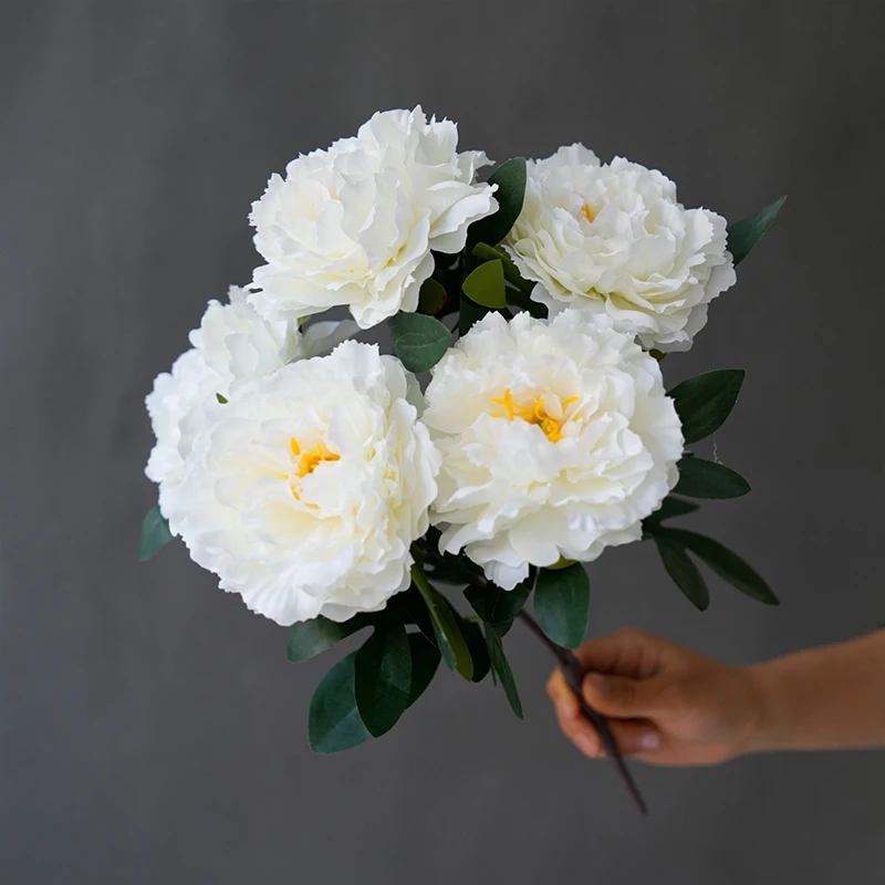 NEUE Rosen mit 5 Köpfen, Seiden-Pfingstrosen, Künstliche Blumensträuße mit Großen Köpfen, Günstige Kunstblumen für Heim- und Hochzeitsdekoration Innenbereich – Detail 5