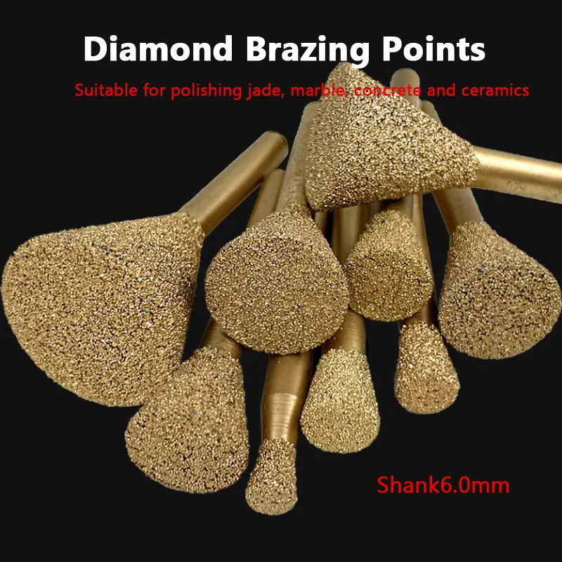 Inverted trapezoidal brazed diamond grinding head Stone engraving Jade peeling stone carving ceramic tile Diamond brazing points