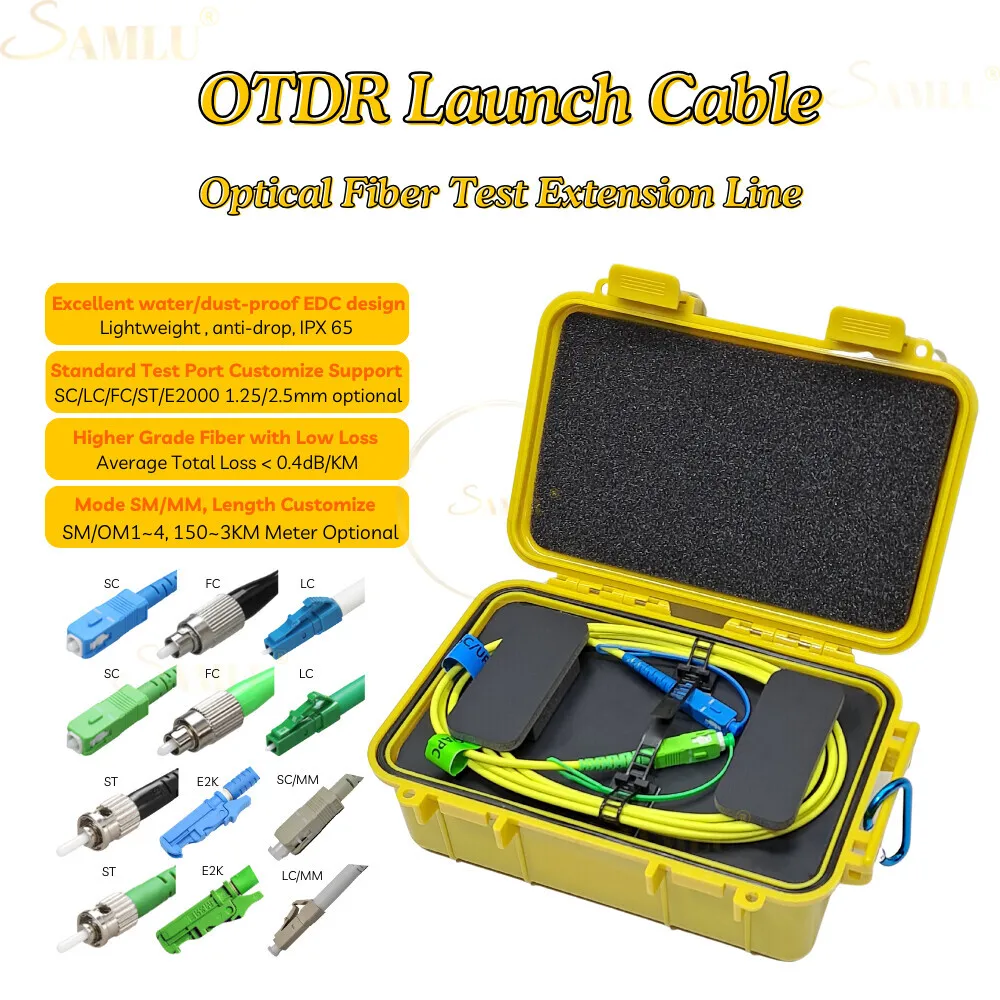 OTDR إطلاق كابل الألياف وضع واحد 1000M SC APC-LC APC اختبار تمديد الحبل مزيل المنطقة الميتة 1 كجم حلقة