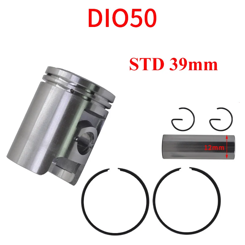 Motorcycle piston ring For Honda DIO50 scooter piston diameter of 39mm +25 +50 +75 +100 piston pin for 12mm