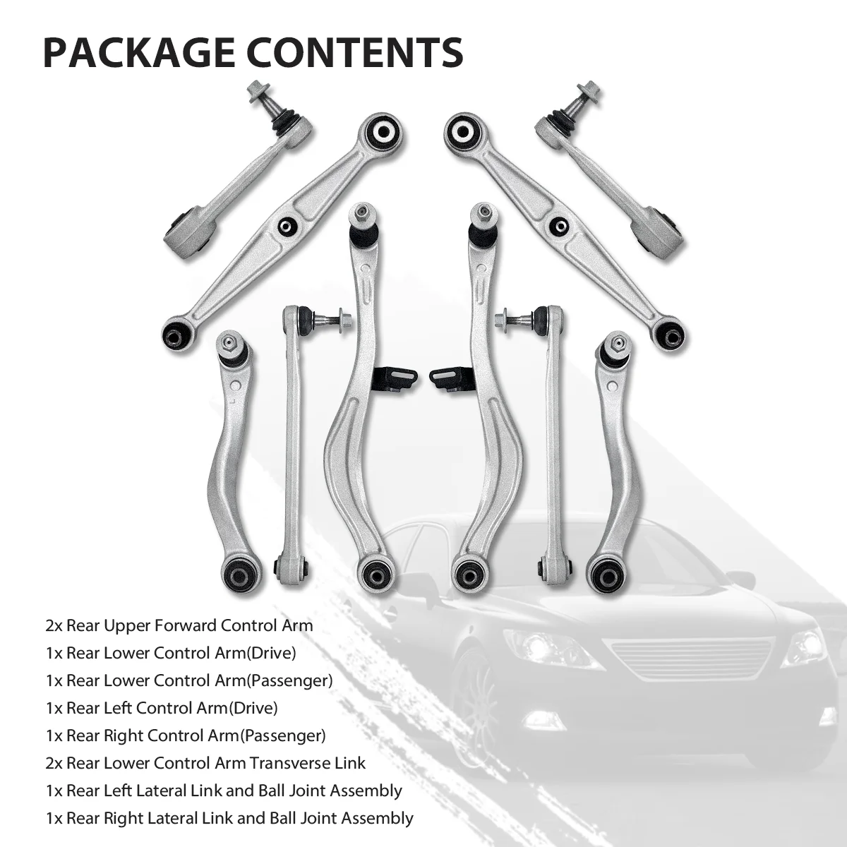 TOPICKSAP Rear Lower Control Arm Lateral Link Left Right 10pcs Set Kits for LEXUS LS460 LS600h 2007 2008 2009 2010 2011 - 2017