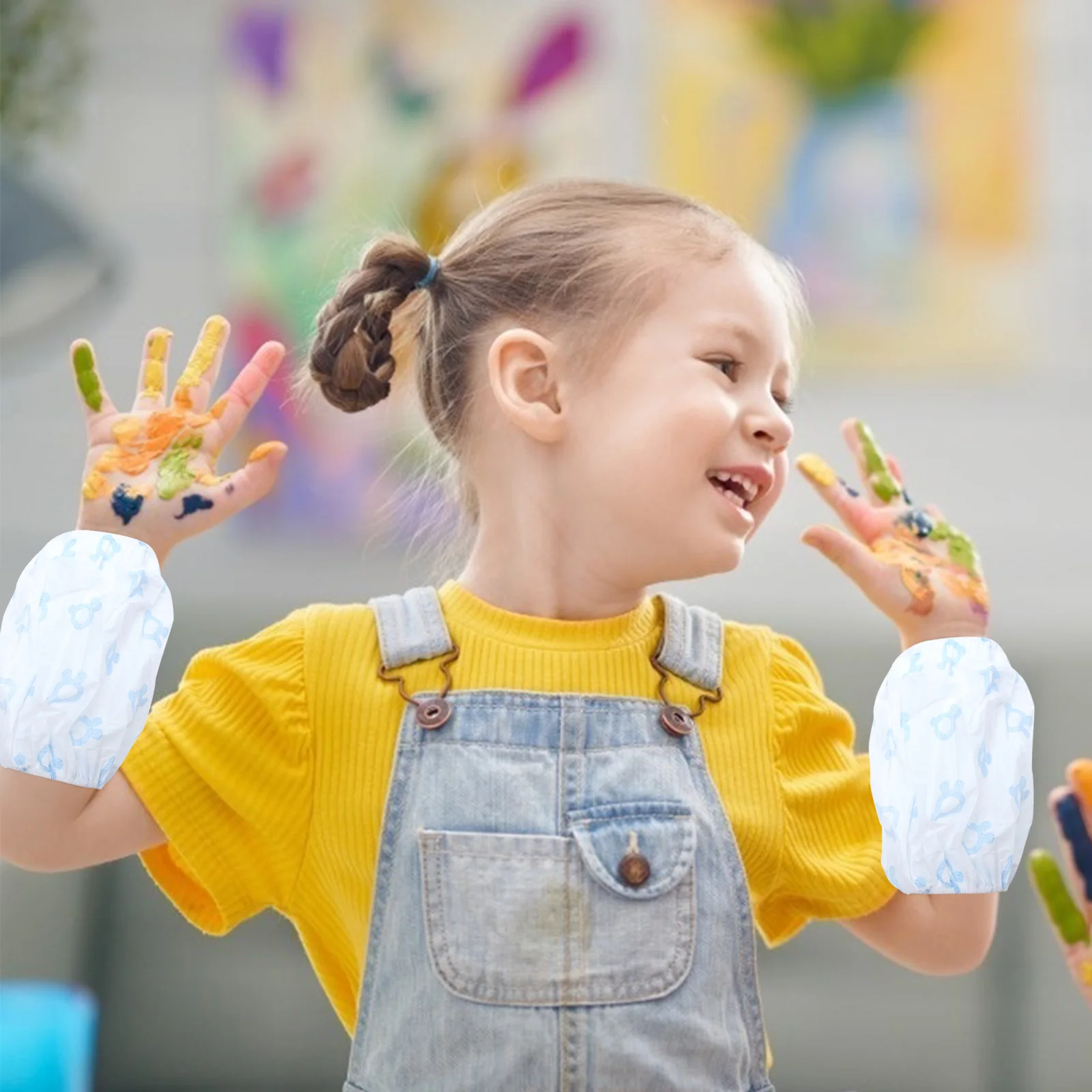 

10pcs Waterproof Sleeve Kids Cover Children Baby Arm Cuff PE Film Boys Girls Protector Toddler Clothes sleeve cover labor