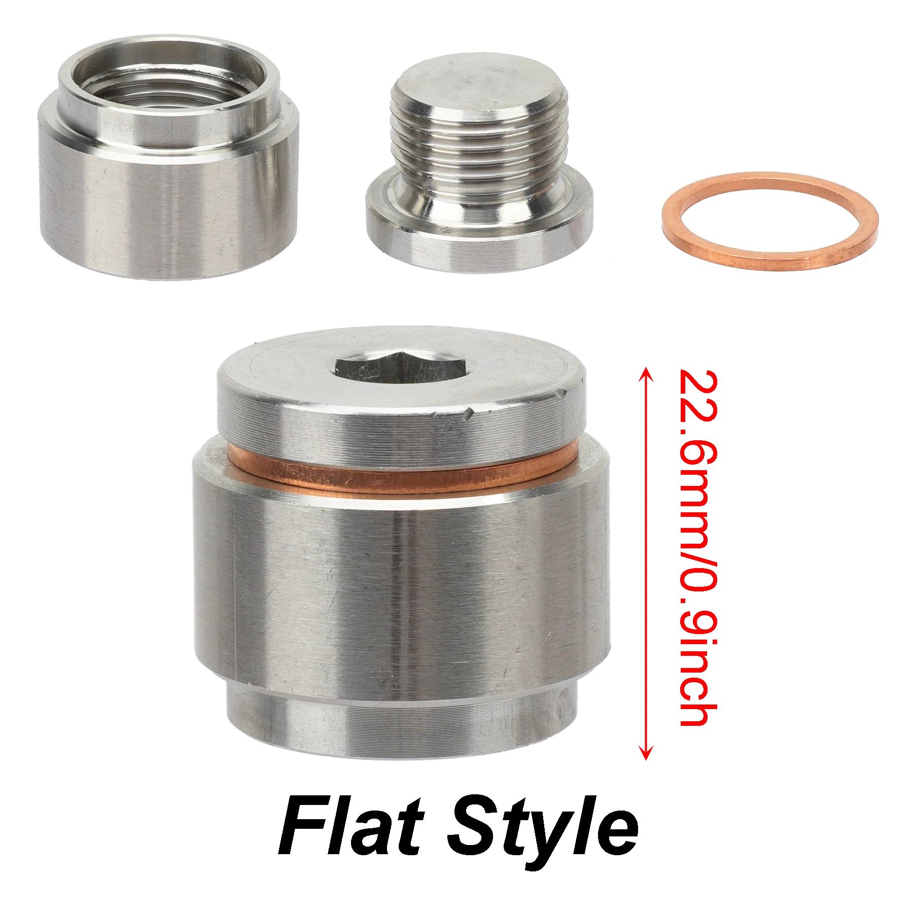O2 Oxygen Sensor Weld Bung and Fitting Plug for Exhaust Downpipe Fitting Flat Notched Style M18x1.5 Stainless Steel Weld in Bung