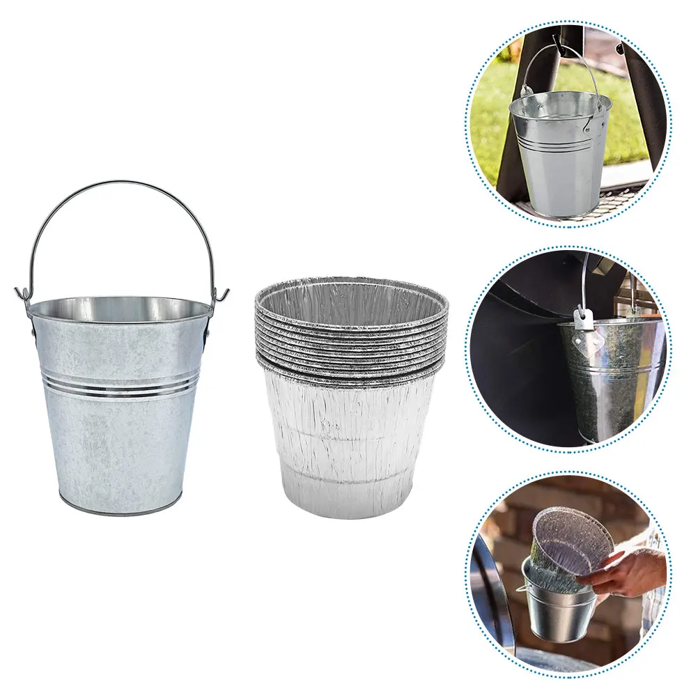 

10pcs Barbecue Grease Bucket Liners Disposable Foil Liner For Bbq Grill Drip Oil Container Lightweight Easy Install Outdoor