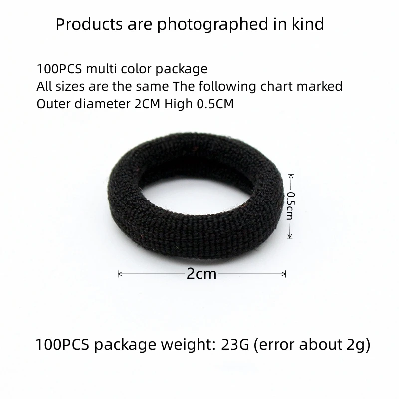 Small Rubber Band High Elasticity Does Not Hurt The Hair Multi Color System 2 Cm Diameter 100pcs