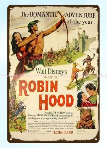 1952 ROBIN HOOD Richard Todd romantic adventure metal tin sign wall art