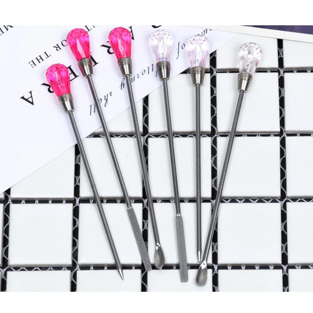 

2Pcs Nail Stirring Rod Stainless Steel Acrylic Design Multi-Functional Manicure Tool for Mixing Gel Polish Dotting and Picking