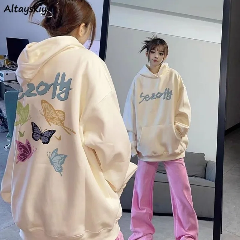 Hip Hop Hoodies Women Multi Colors Baggy M-4XL American Retro Streetwear Teens Couple Clothes Y2k Top Front Pocket Autumn Gothic