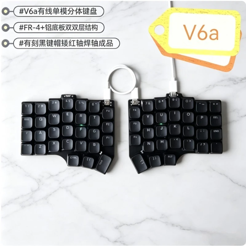 Customized Corne V6a V6e Split Mechanical Keyboard Wired Low-profile Switches 60-key Soldered Switches Ergonomic for Both Hands