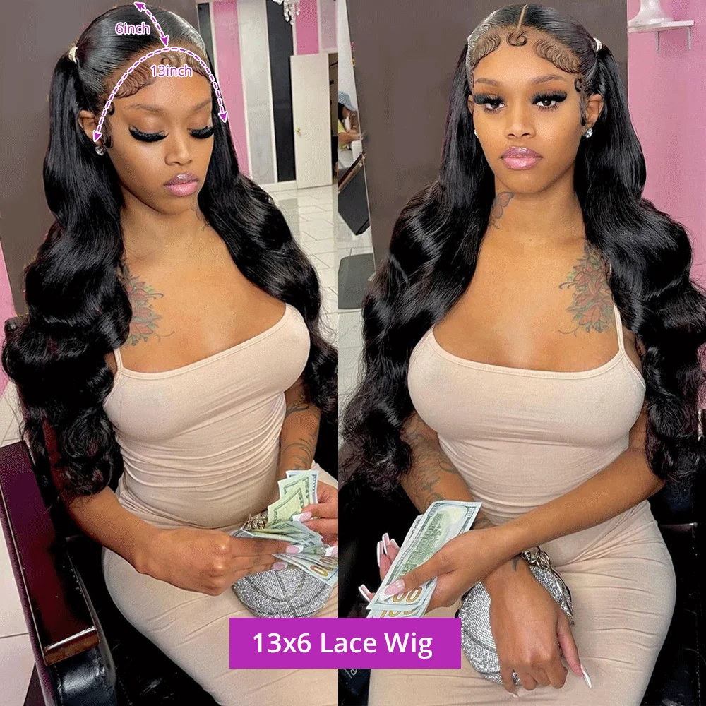 바디 웨이브 13x6 HD 레이스 프론탈 가발 (여성용) 브라질리언 헤어 루즈 워터 웨이브 프리 플러킹 40인치 13x4 레이스 프론트 인모 가발
