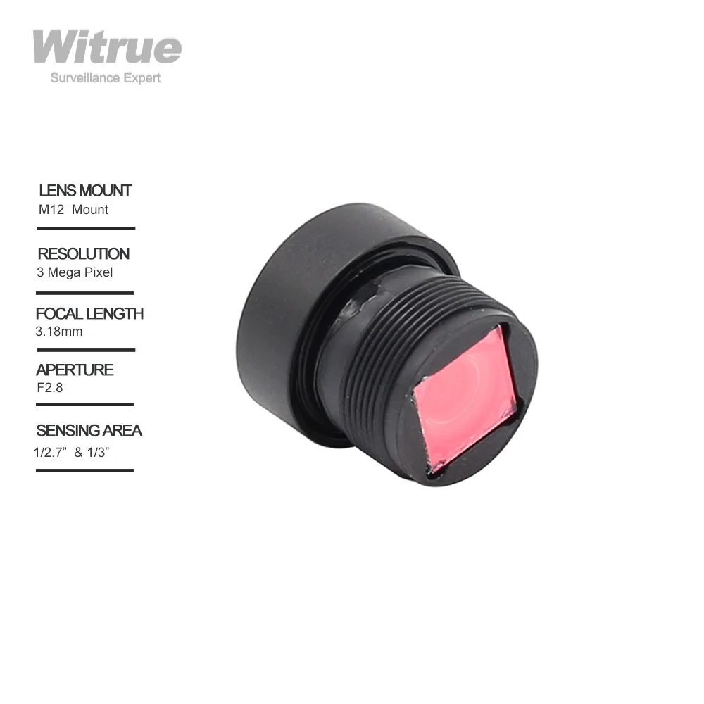 Witrue Lage Vervorming Camera Lens 3 Megapixel 3.18Mm M12 Mount 1/3 "1/2.7" F2.8 Voor Gezichtsherkenning Beveiligingscamera 'S