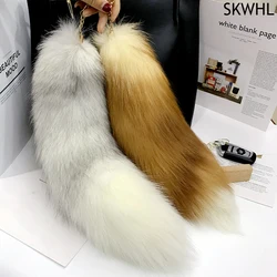 Fox Tail Pendants Keychain 40cm Fur Pom Pom Key Chain Charm Bag Car Key Ring Best Gift Jewelry