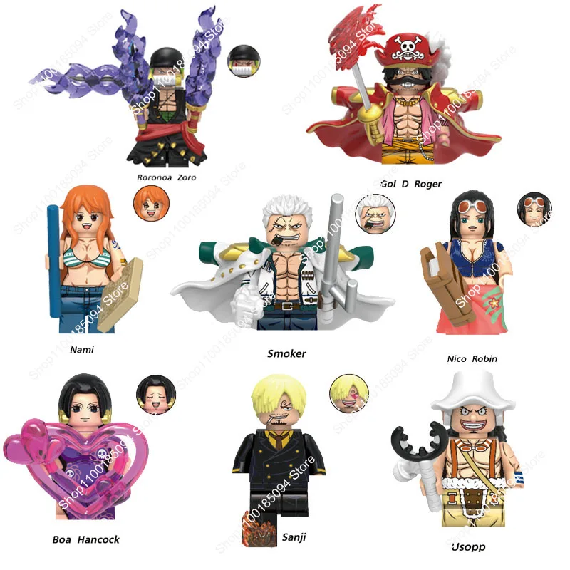 Hot Toys New Building Blocks ONE PIECE Gol D Roger Sanji Smoker Usopp Roronoa Zoro Nico Robin Nami Minis Doll Anime Figures Toys