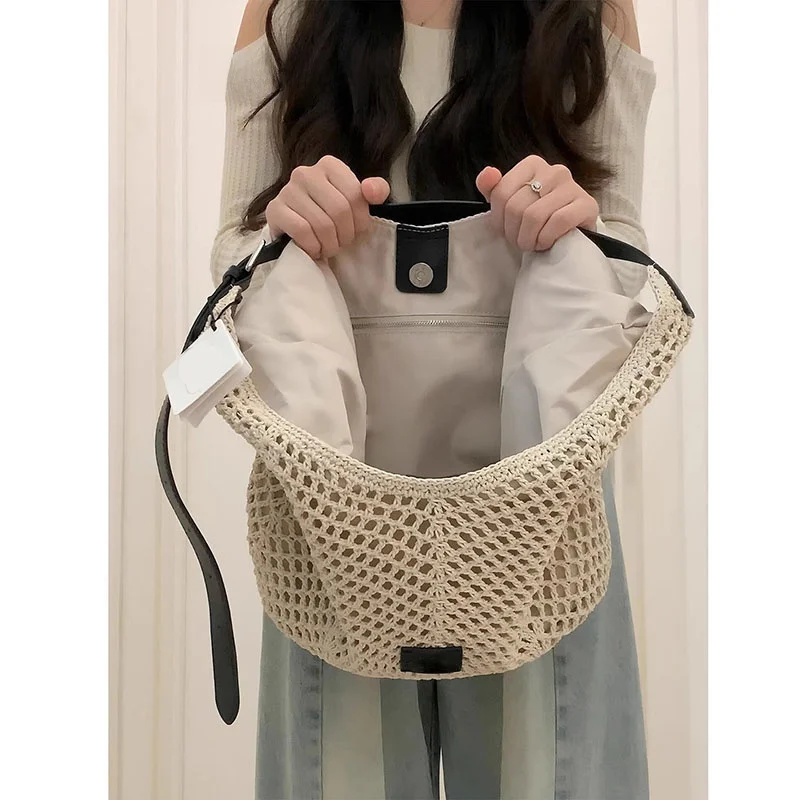 

Summer 2025 New Sle Large Capaci St Woven Tote Bag Single oulder Crossbody Bag for Vaion Beach Casual Simple Sle