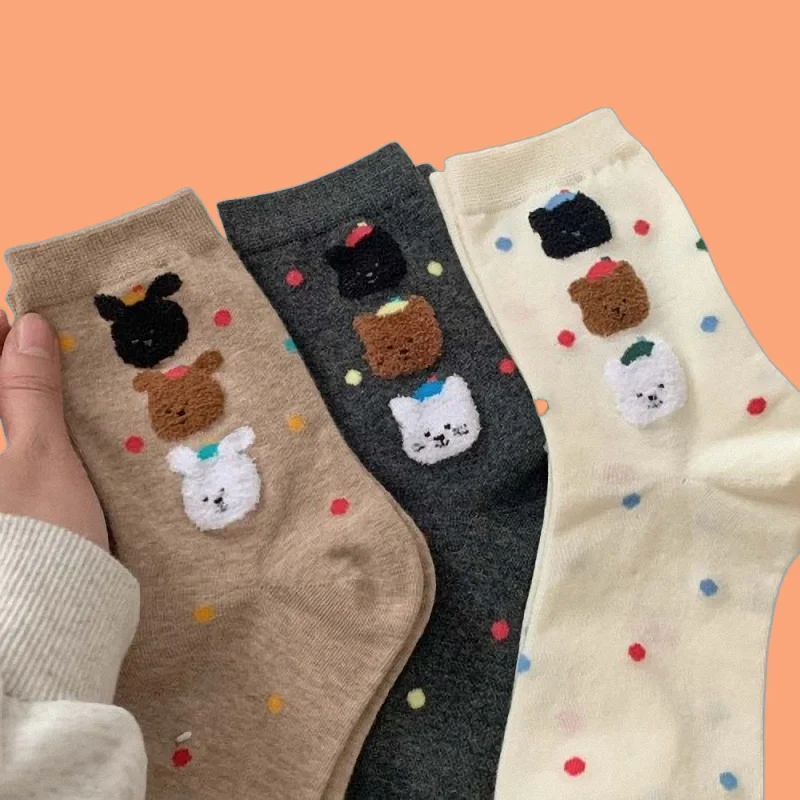 5/10 Paare neue Mode hochwertige Frauen Promi-Stil Kleintier Cartoon Katze Welpe niedlichen Bären socken Frauen Mid-Tube Socken