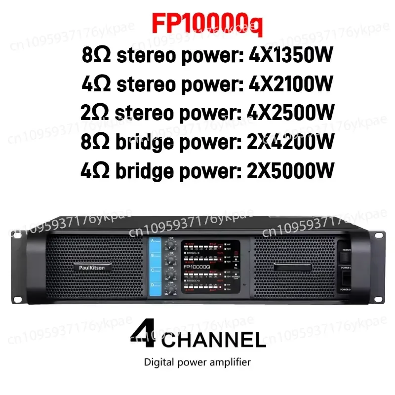 Professional FP10000q Metal Audio Power Amplifier 4-Channel 10000 Watt Speaker Device with 8 Ohm and 4 Ohm Impedance