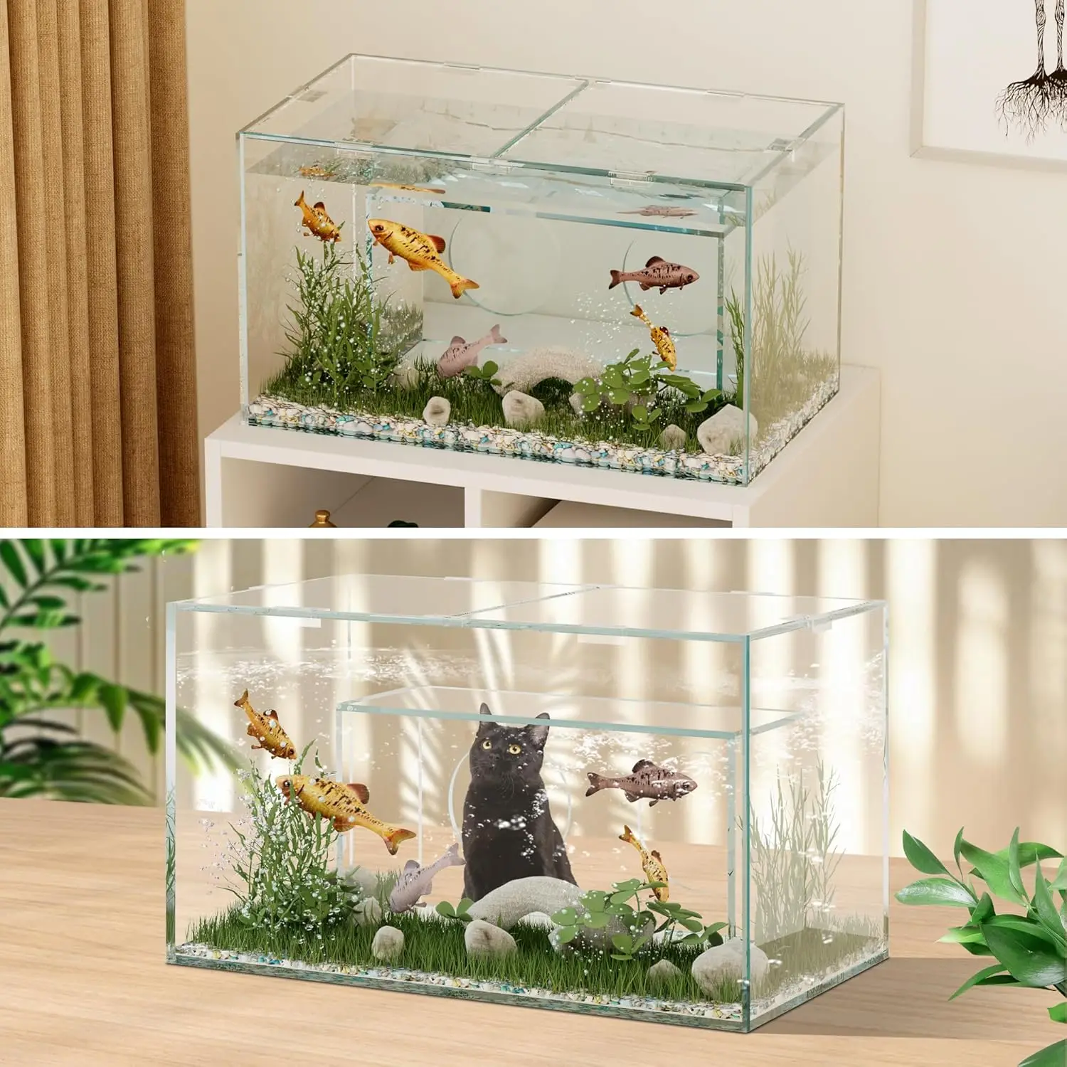 حوض السمك للقطط غرفة نوم غلوب وجبة خفيفة حوض السمك والاكسسوارات داخلي استوائي كامل رخيصة منزل عقد خزان الأسماك للأطفال