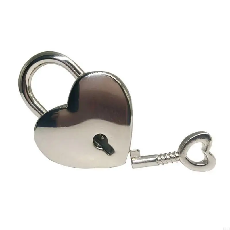 Canillas Vintage Mini Heart E06B con deseos metal llave Decoración caja joyería con cerradura