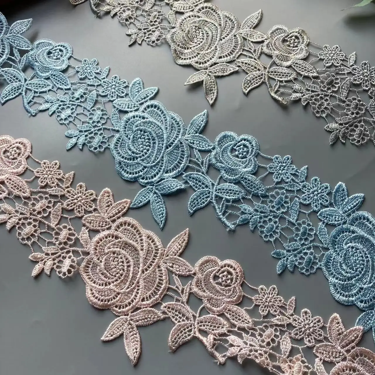 

1 Yard Pearl Flower Embroidered Soluble Polyester Fabric Lace Trim Ribbon Handmade DIY Sewing Craft For Costume Hat Decoration