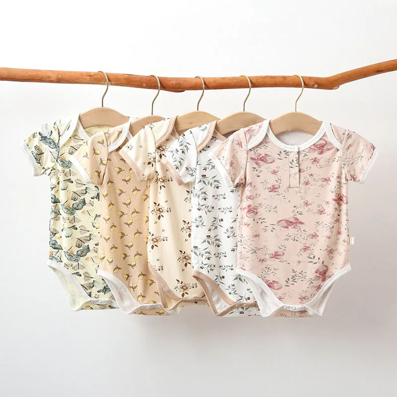 

0-24M Newborn Kid baby Boys Girls Clothes Summer Print Cotton Baby Romper Cute Sweet Jumpsuit Stretch New born Outfits