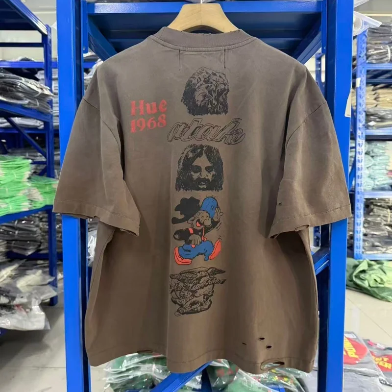Vintage Washed Distressed T-Shirt PALY Hand Drawn Graphic Oversized Unisex Streetwear Tee