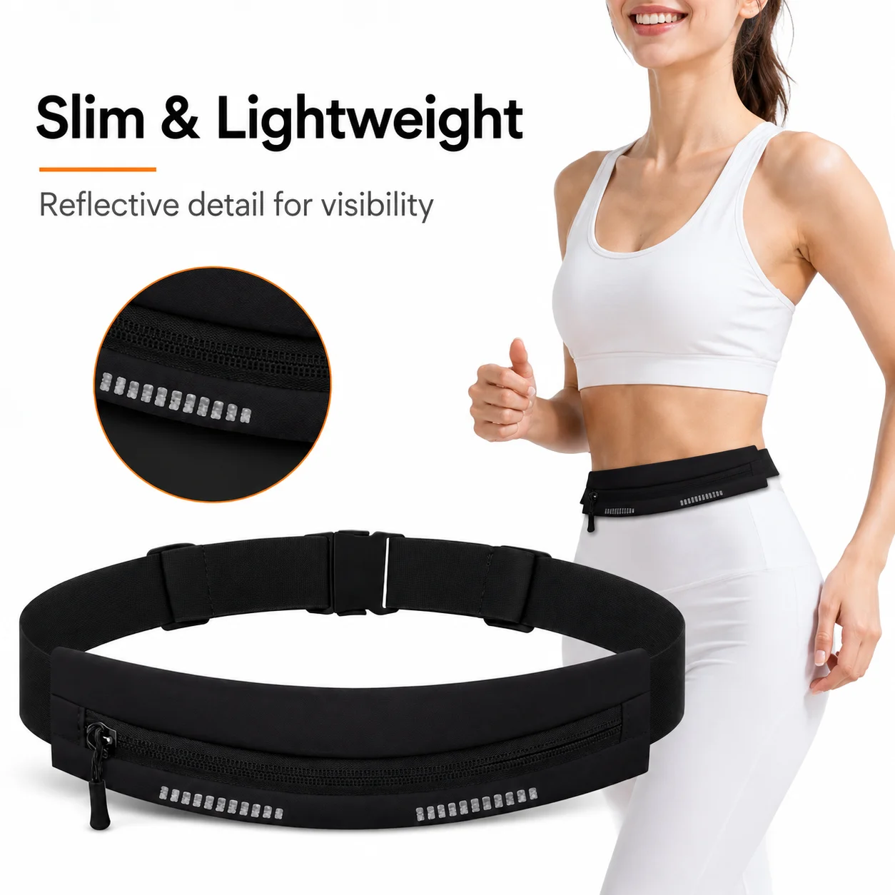 Schlanke Lauftaschen für Männer und Frauen, Lauf-Hüfttasche mit verstellbarem Gürtel, tragbare Außentasche für Jogging, Fitness, Sport, Handy-Tasche – Detail 4