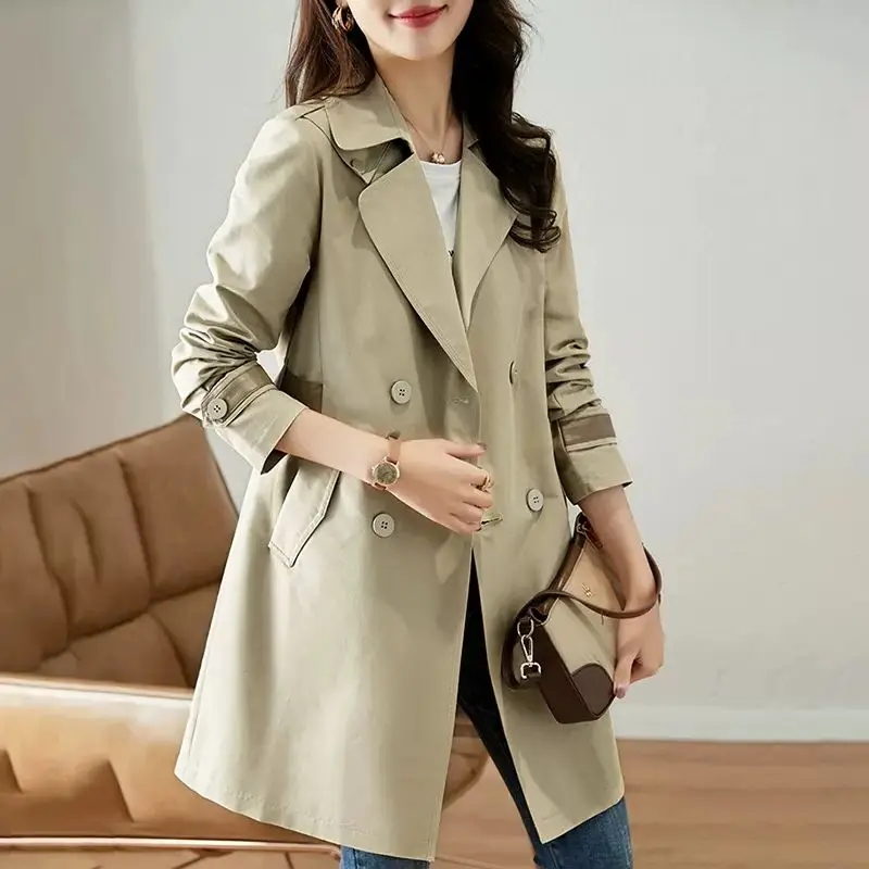 

Новинка 2024, стильная ветровка, женская одежда, двубортный тренчкот на весну и осень, женские пальто, AC675