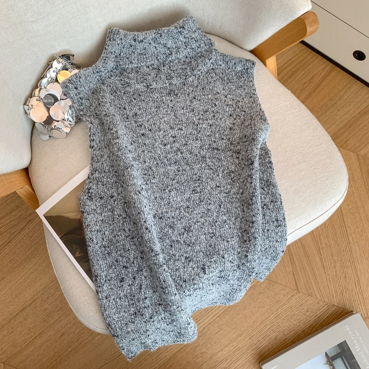 

Свитера, джемперы, пуловеры, женские большие размеры, с высокой талией, плиссированная спинка, приталенная в западном стиле, шерстяная водолазка, вязаная кашемировая современная BF