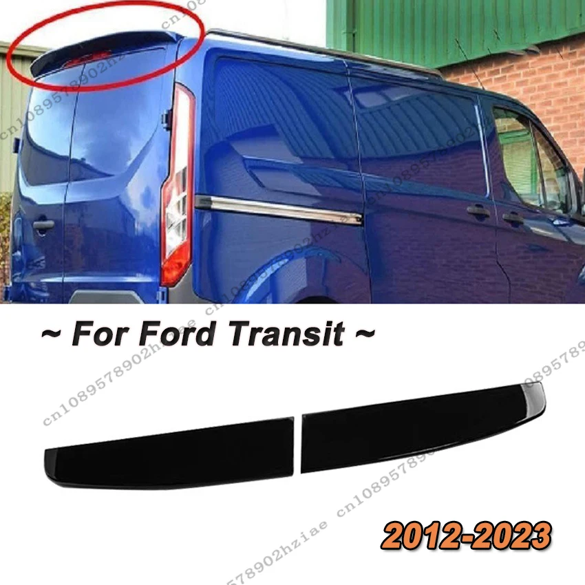 Asa traseira do spoiler do tronco do telhado para ford transit personalizado mk8 2012-2023 porta dupla asa traseira do carro spoiler preto brilhante/estol de carbono