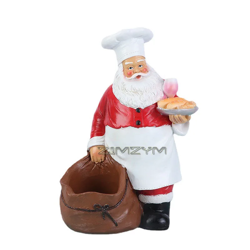 Resin Santa Claus Wine Rack Flat And Smooth Living Room Christmas Santa Chef Wine Rack for Interior Home Decor