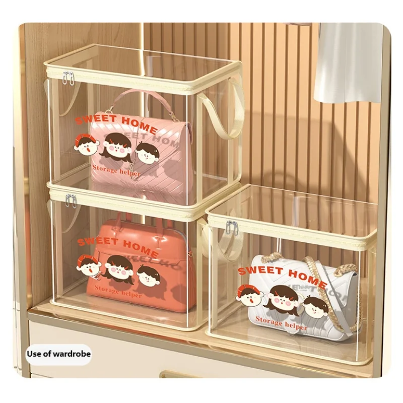 Waterproof Material Cartoon Transparent PVC Storage Box with Dust Cover - Large Capacity Folding Design for Toys and Clothes - view 5