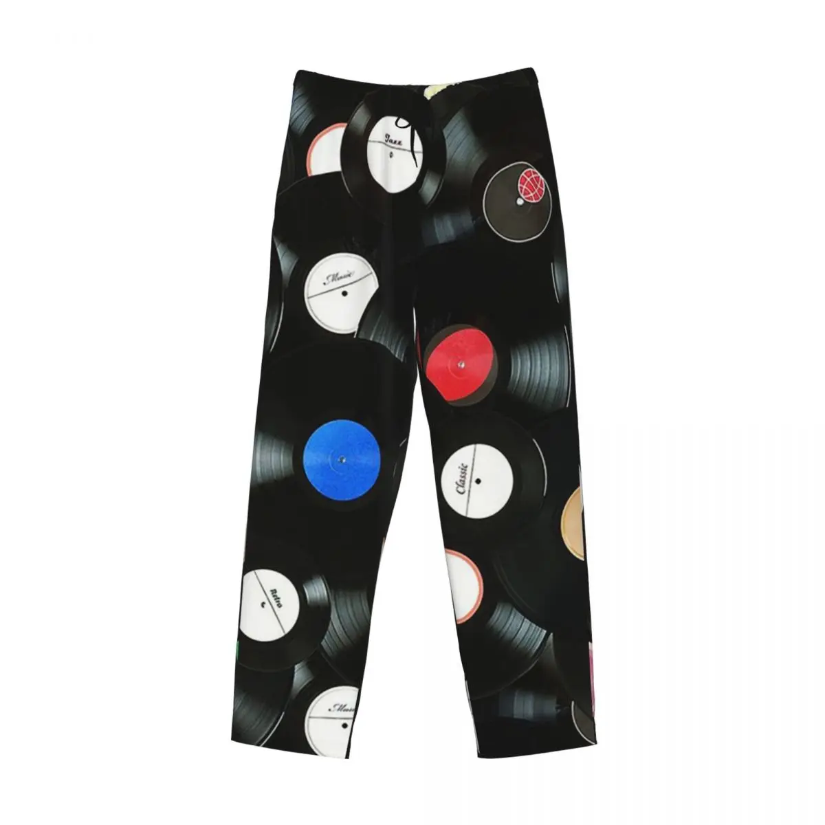 Custom Nostalgic Retro Vinyl Record Street Hip Hop Pajama Pants Men Sleepwear Sleep Lounge Bottoms with Pockets