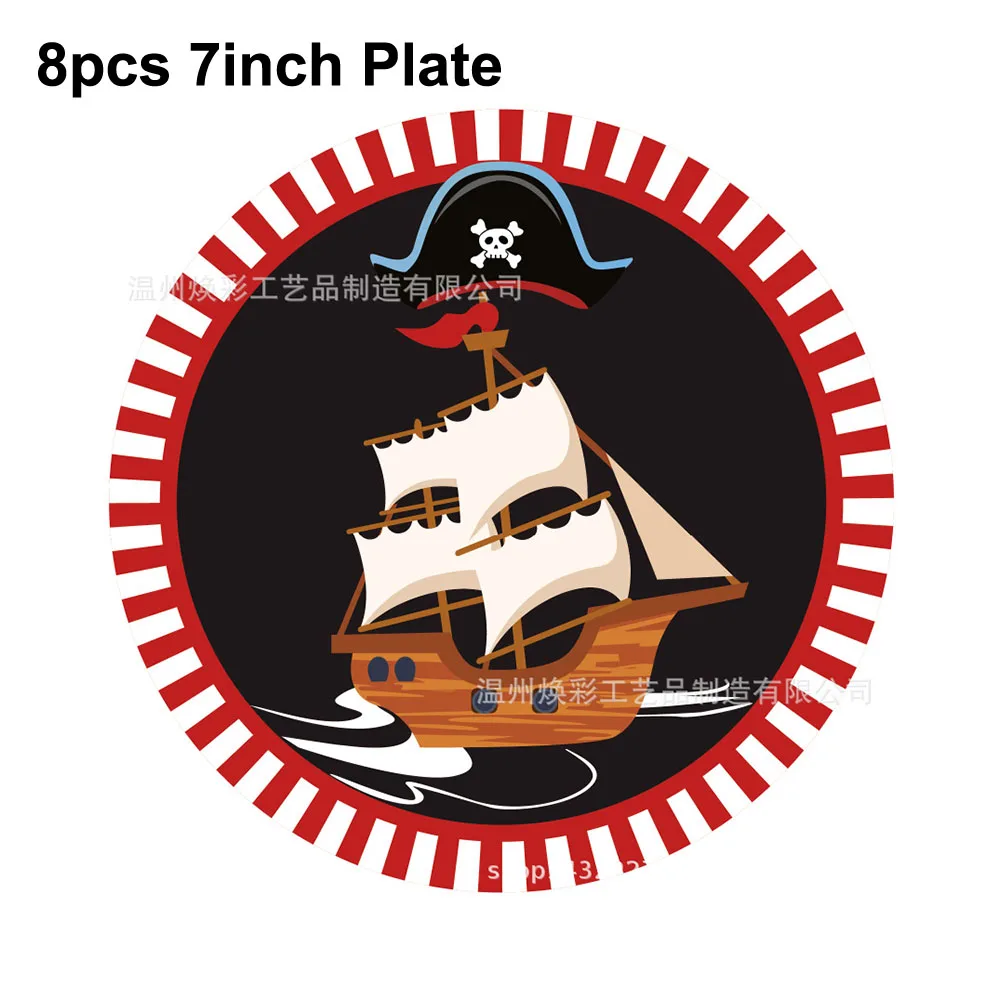 Pirate Party Supplies Pirate Skull Paper Plates Napkins Cups Skeleton Tableware Pirate Crossbone Birthday Party Decors for Boys