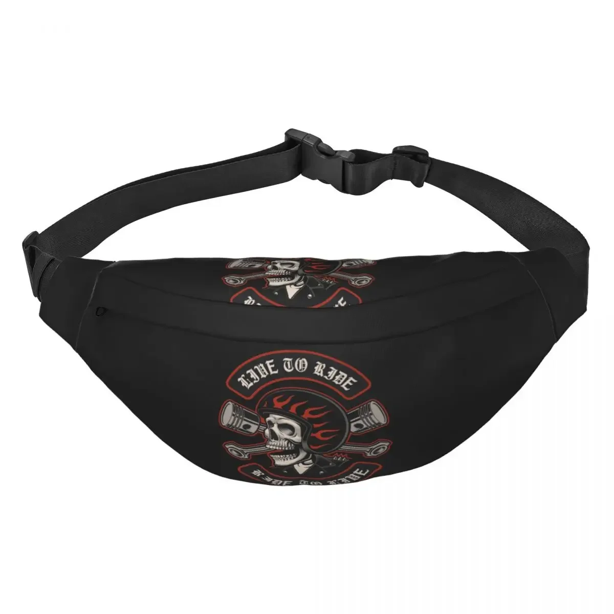 Rockabilly Skull 1968 Rockers Rock N Roll Guitars Bikers Fanny Pack for Traveling Sling Crossbody Waist Bag Phone Money Pouch