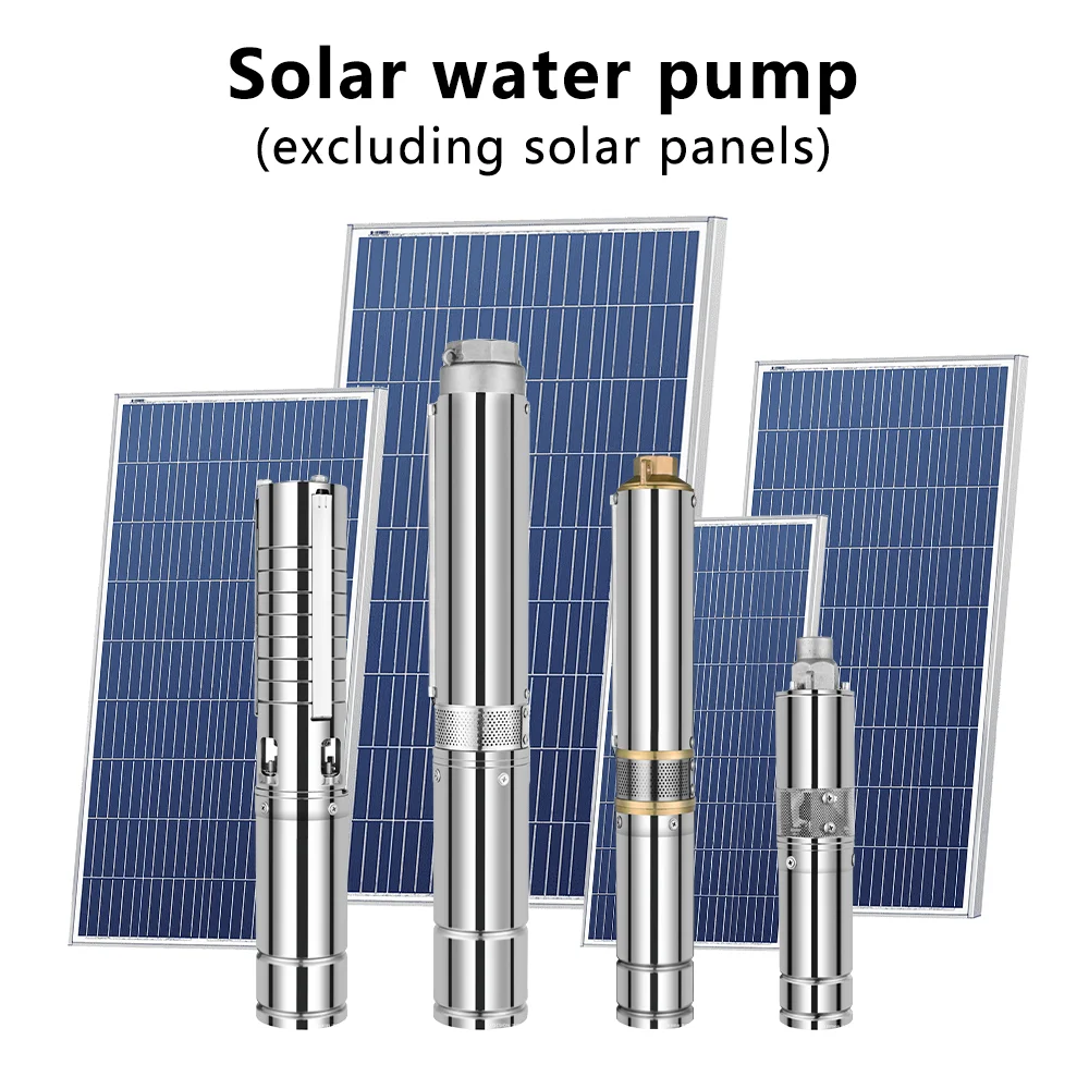 2 Inch Solar Water Pump with Panel Deep Well Submersible Water Pump 64m Deep Well Pump