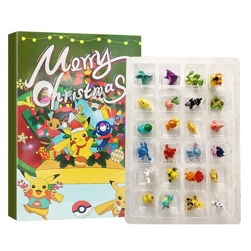 Adventskalender Pokemon Figur Weihnachtsbox Halloween Geschenk Mini Pikachu Anime Figural Action 24-teiliges Set PVC Modell Kinderspielzeug