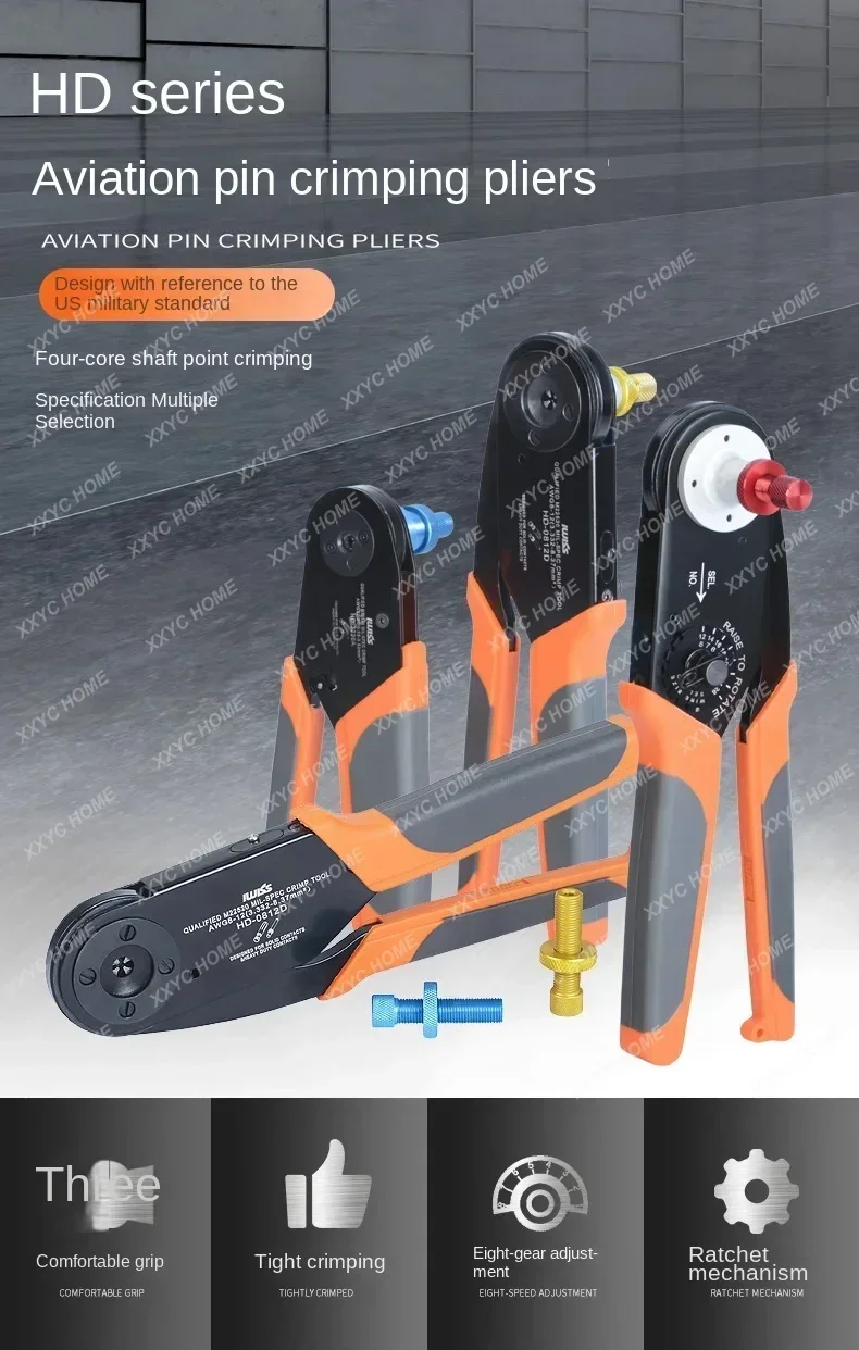 IWISS HD-2612 Hand Crimping Plier Aviation pin wire crimper Adjustable Crimper Tools AWG26-12 for Solid pin/Heavy duty Pin