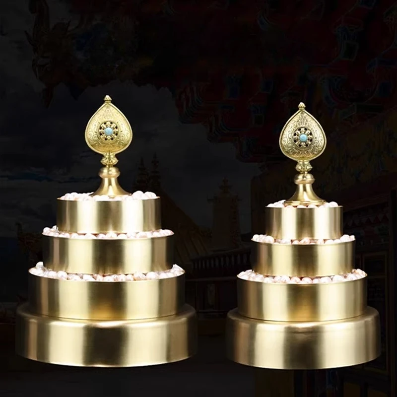 14CM Bottom Diameter Brass Eight Offerings Manza Plate Religious Supplies Home Room Buddhist Hall Offering Tabletop Ornaments