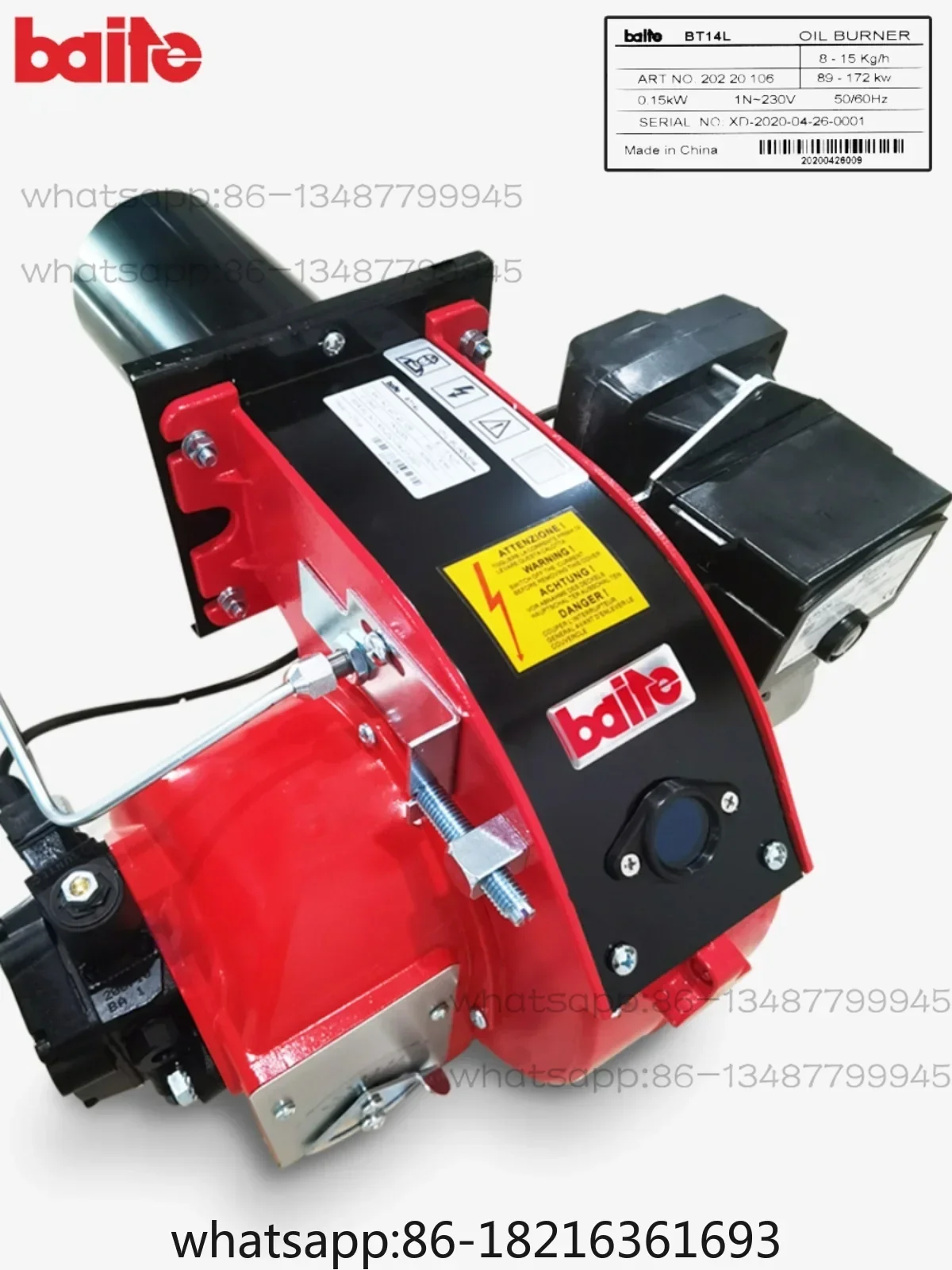Baxter Oil Burner BT14L BT18L BT26 BT35  Burner Boiler