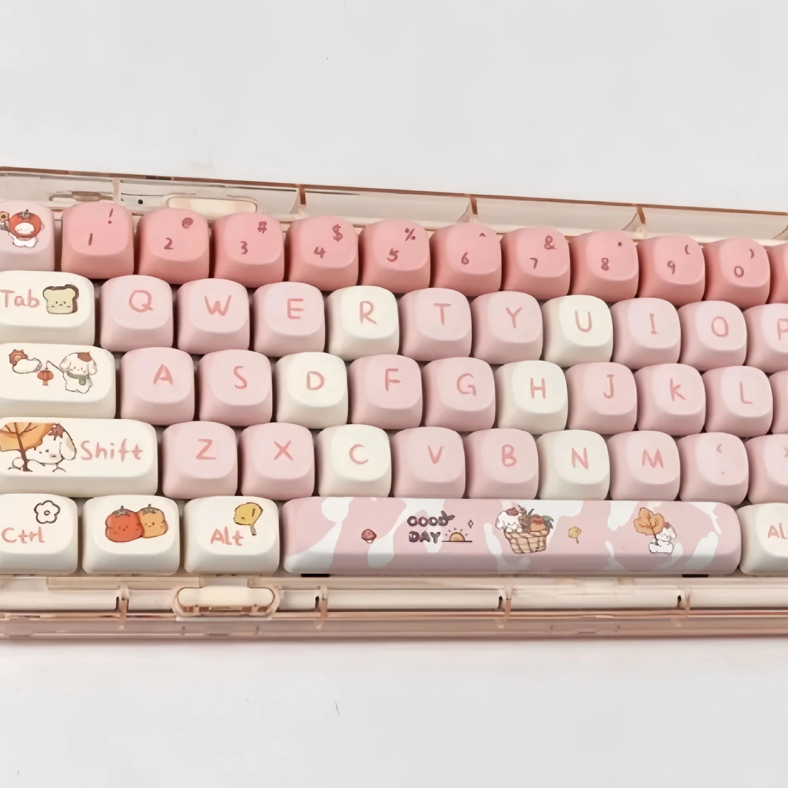 Happy Autumn Puppy Cartoon Keycaps, MOA Height, Thermal Sintering Keycaps,ใช้งานร่วมกับ 61/75/98/108 Mechanical Cross Axes