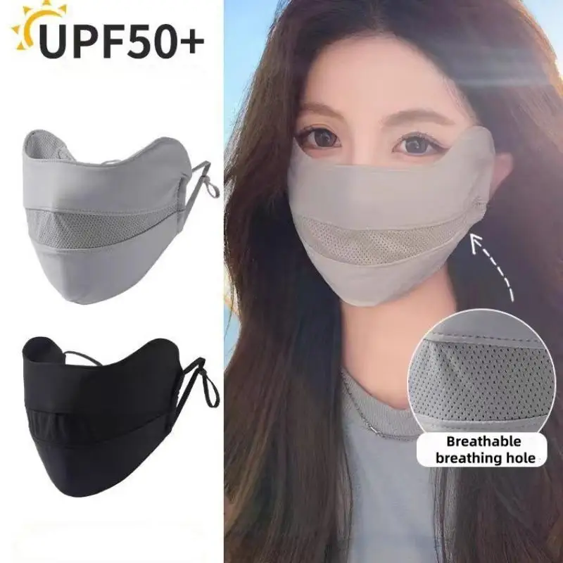 

Breathable Ice Silk Mask Anti-UV Dustproof Sunscreen Mask Washable Face Cover Protect The Corners Of The Eyes